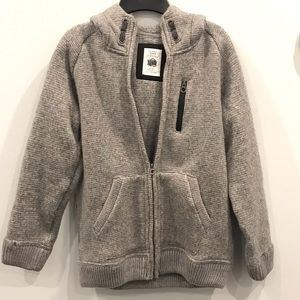 Grey sweater with hoodie